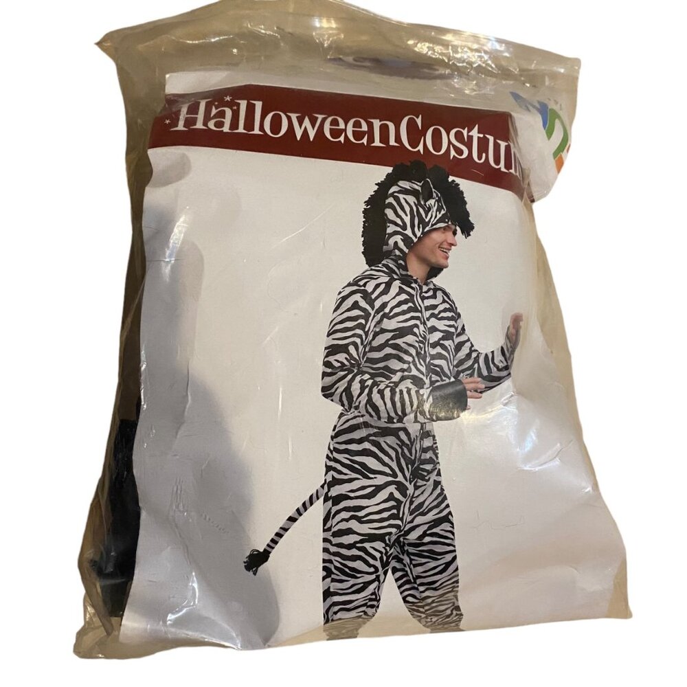 Halloween Costumes zebra jumpsuit one piece pj‎ striped hooded mane cosplay L
